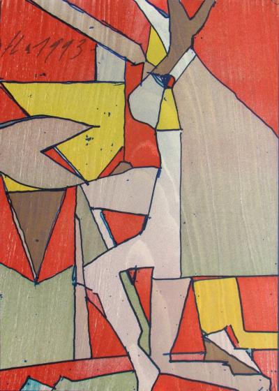 Franz EGGENSCHWILER - Baummann, 1993 - Original woodcut monogrammed 2