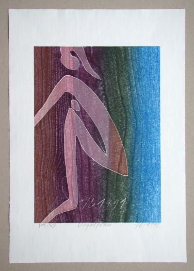 Franz EGGENSCHWILER - Vogelfrau, 1992 - Gravure sur bois originale signée à la main 2