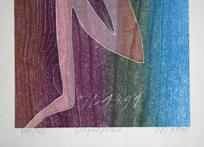 Franz EGGENSCHWILER - Vogelfrau, 1992 - Gravure sur bois originale signée à la main 2