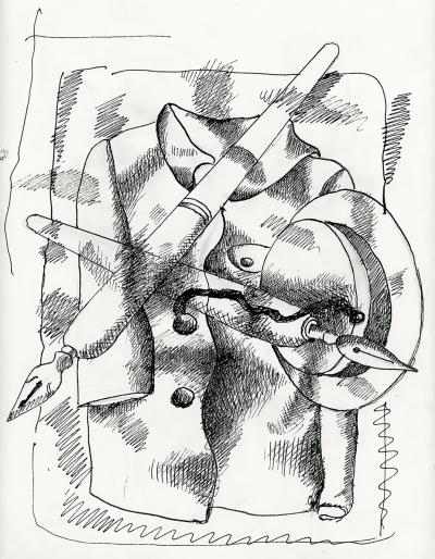 Fernand Léger - Still life with hat and shirt, circa 1932 - Drawing