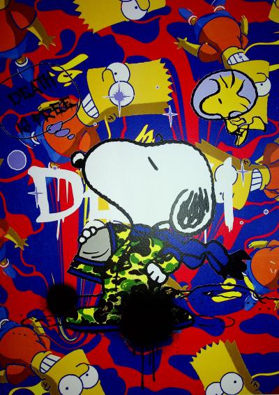 Death NYC: Snoopy with Bart Simpson, 2020  - Sérigraphie originale signée 2
