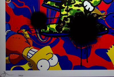 Death NYC: Snoopy with Bart Simpson, 2020  - Sérigraphie originale signée 2