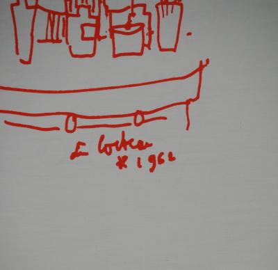 Jean COCTEAU : Cocktails, barman au shaker, Lithographie originale signée 2