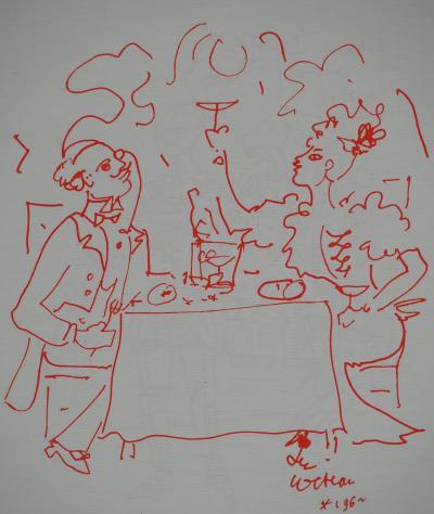 Jean COCTEAU : Diner galant au Champagne, Lithographie originale signée 2