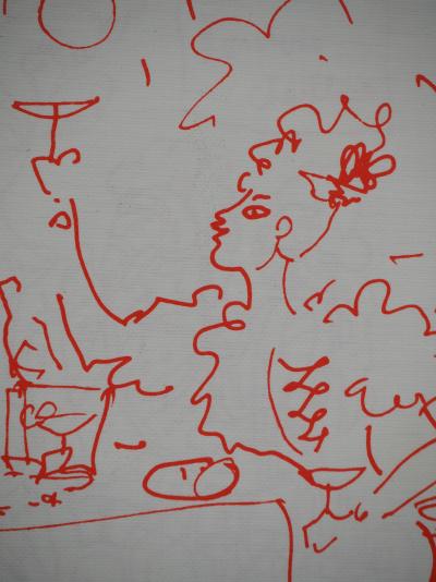 Jean COCTEAU : Diner galant au Champagne, Lithographie originale signée 2