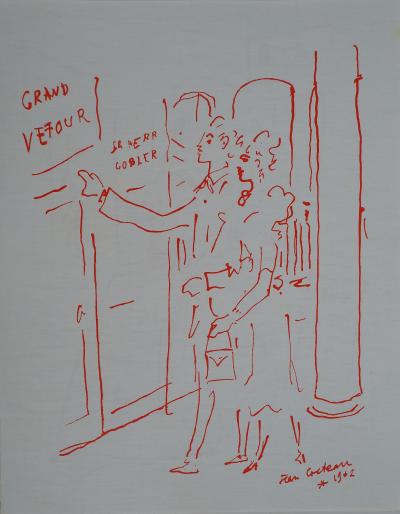 Jean COCTEAU : Paris, Diner au Grand Véfour, Lithographie originale signée 2