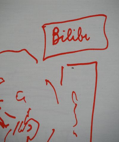 Jean COCTEAU : Autoportrait au Menu, Lithographie originale signée 2
