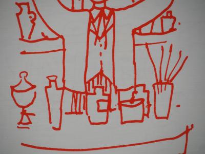 Jean COCTEAU : Cocktails, barman au shaker, Lithographie originale signée 2