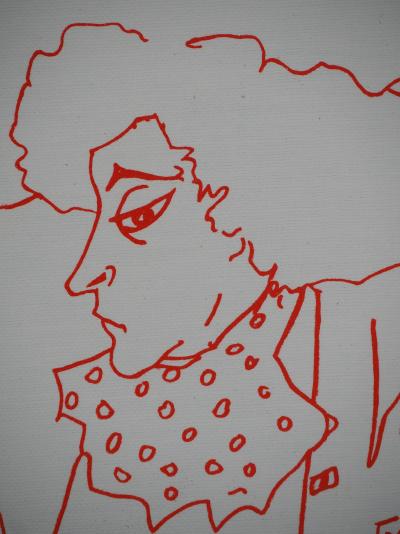 Jean COCTEAU : Portrait de Colette, Lithographie originale signée 2