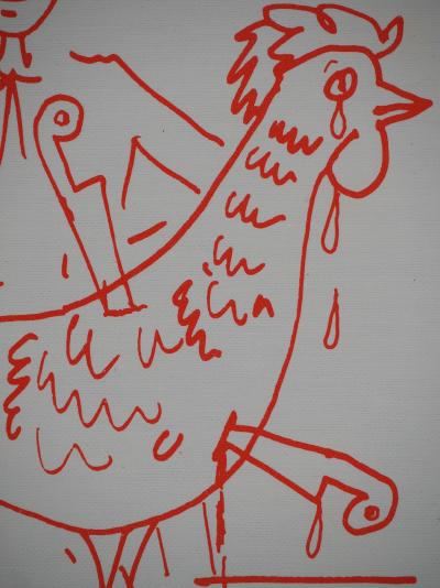 Jean COCTEAU : Le poulet, Lithographie originale signée 2