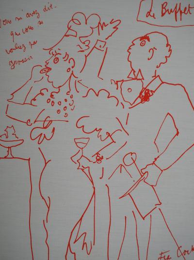 Jean COCTEAU : Le Buffet Gourmand, Lithographie originale signée 2