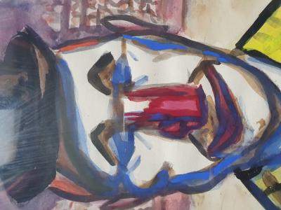 Armand Nakache Pierrot au Cirque Medrano 1960 gouache sur feuille 2