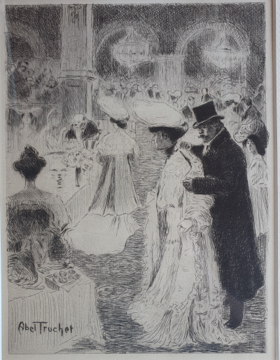 Louis ABEL-TRUCHET - Le café de Paris 1904 - Gravure Estampe 2