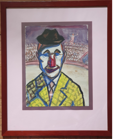 Armand Nakache Pierrot au Cirque Medrano 1960 gouache sur feuille 2