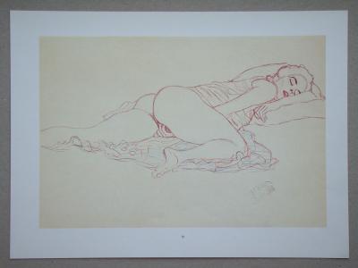Gustav KLIMT (after), Erotic drawing, 1979 - Offset lithography signed 2