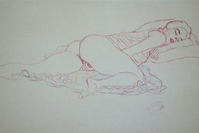 Gustav KLIMT (after), Erotic drawing, 1979 - Offset lithography signed 2