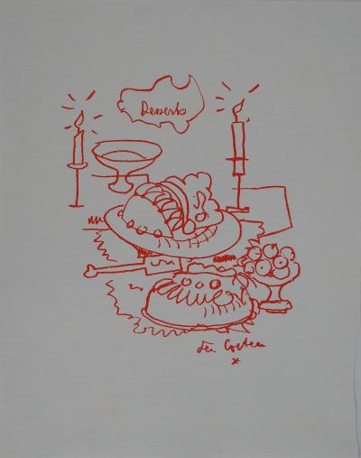 Jean COCTEAU : Le buffet de desserts, Lithographie originale signée 2