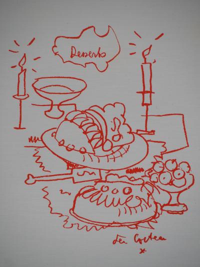 Jean COCTEAU : Le buffet de desserts, Lithographie originale signée 2