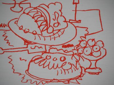 Jean COCTEAU : Le buffet de desserts, Lithographie originale signée 2