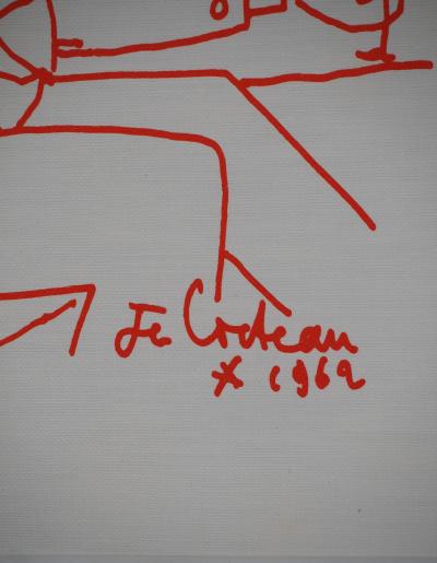 Jean COCTEAU : Après un bon repas, la digestion, Lithographie originale signée 2