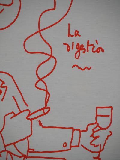 Jean COCTEAU : Après un bon repas, la digestion, Lithographie originale signée 2