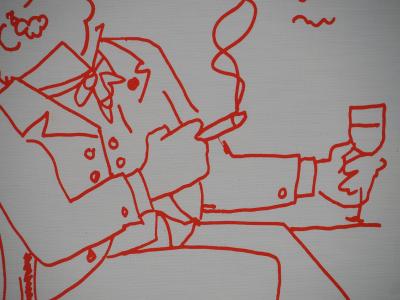 Jean COCTEAU : Après un bon repas, la digestion, Lithographie originale signée 2