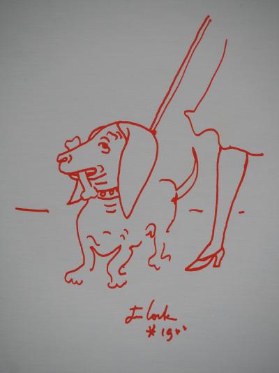 Jean COCTEAU : Chien, la promenade, Lithographie originale signée 2