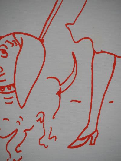 Jean COCTEAU : Chien, la promenade, Lithographie originale signée 2