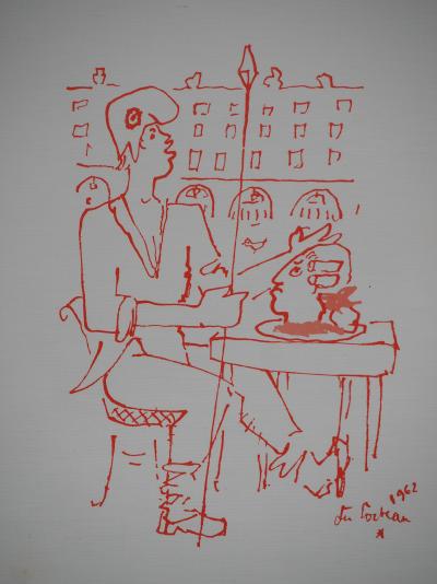 Jean COCTEAU : Le repas révolutionnaire, Lithographie originale signée 2