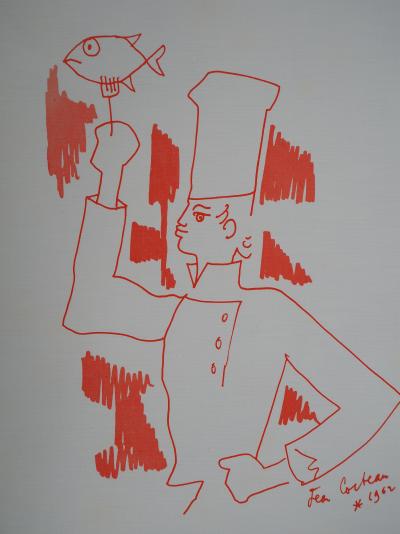 Jean COCTEAU : Le chef cuisinier, Lithographie originale signée 2
