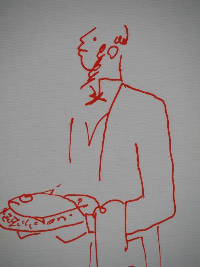 Jean COCTEAU : Le serveur élégant, Lithographie originale signée 2