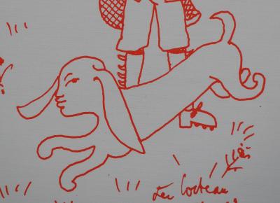 Jean COCTEAU : Chasseur er son chien, Lithographie originale signée 2