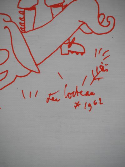Jean COCTEAU : Chasseur er son chien, Lithographie originale signée 2