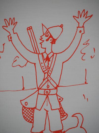 Jean COCTEAU : Chasseur er son chien, Lithographie originale signée 2