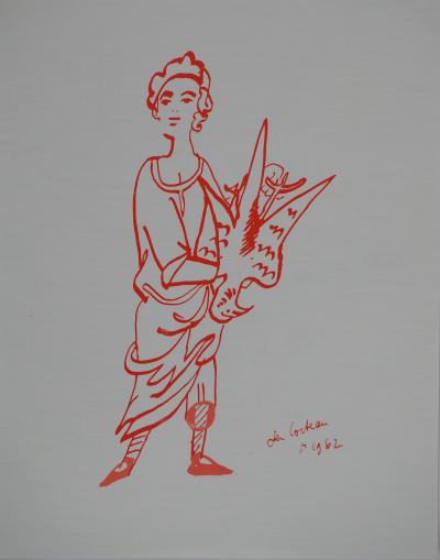 Jean COCTEAU : Le jeune chasseur, Lithographie originale signée 2