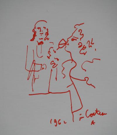 Jean COCTEAU : Oenophilie, l'amatrice de vin, Lithographie originale signée 2