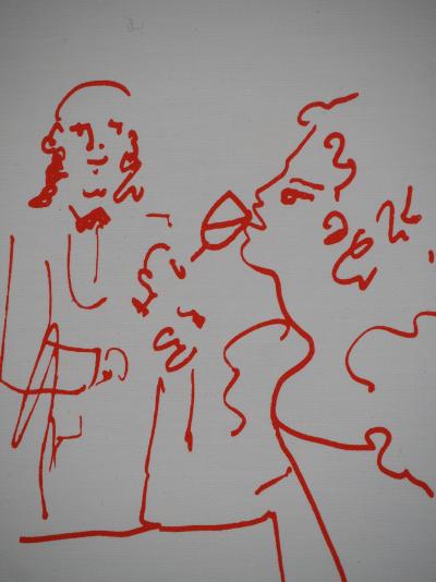 Jean COCTEAU : Oenophilie, l'amatrice de vin, Lithographie originale signée 2