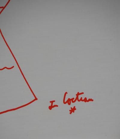 Jean COCTEAU : Faune de profil et mer, Lithographie originale signée 2