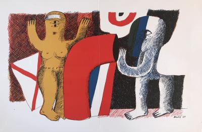 Horst ANTES - Composition 1964 -Lithographie signée dans la planche 2