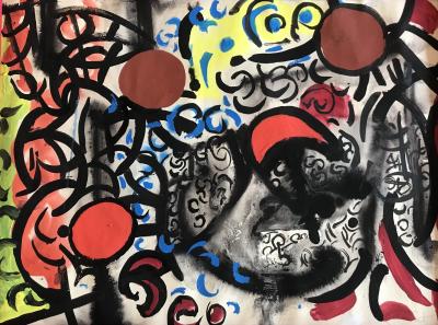 Michel CADORET - Composition - Gouache et aquarelle signée 2