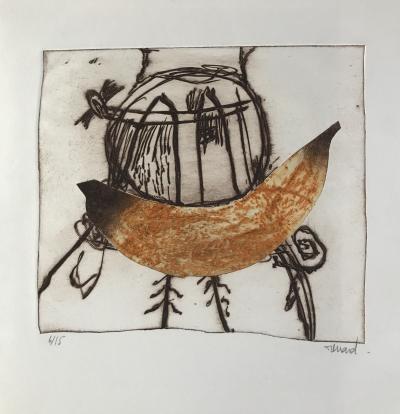 Emmanuelle RENARD - Composition à la banane - Gravure au carburundum.Signée au crayon 2