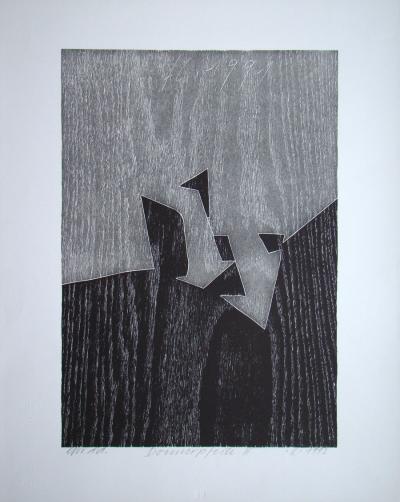 Franz EGGENSCHWILER - Donnerpfeile II., 1992 - Original woodcut hand-signed 2