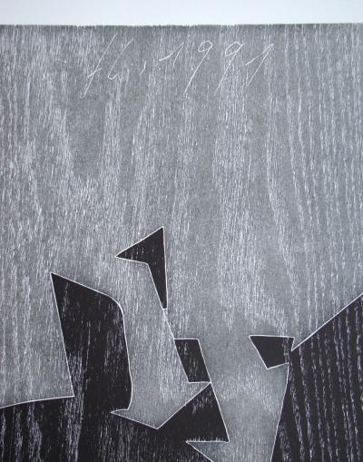 Franz EGGENSCHWILER - Donnerpfeile II., 1992 - Original woodcut hand-signed 2