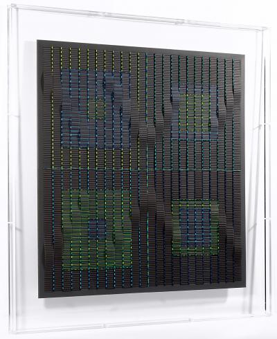 Françoise Luciani - Grand carré noir ondulé - collages 2020 2
