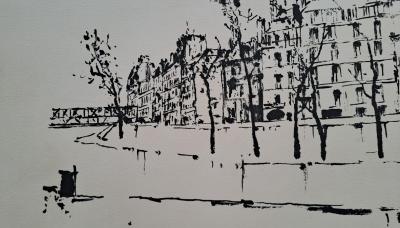 Michel de Gallard - Quai de Seine - Lithographie originale signée 2