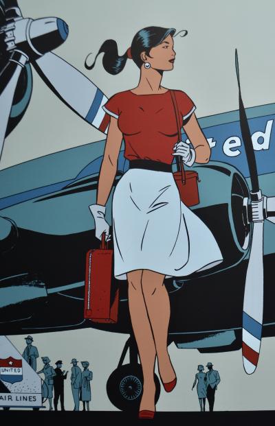 Philippe Berthet - Pin-up L'avion - Sérigraphie - signée 2