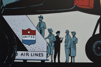 Philippe Berthet - Pin-up L'avion - Sérigraphie - signée 2