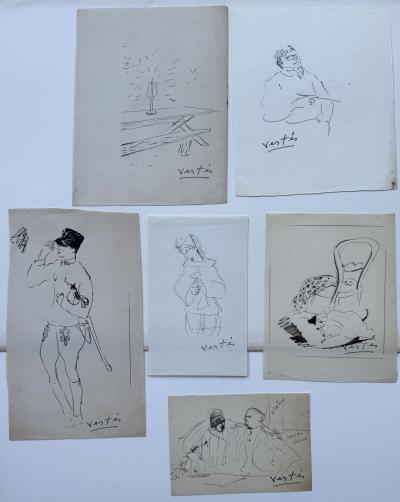 Marcel VERTES - 6 dessins originaux - signés 2
