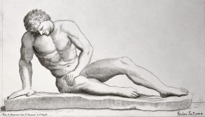 Claude Mellan (Attrib.), Statue d’un homme à terre, gravure, vers 1646 2
