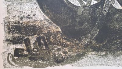 André Minaux - Barque échouée - Lithographie originale signée et numérotée 2